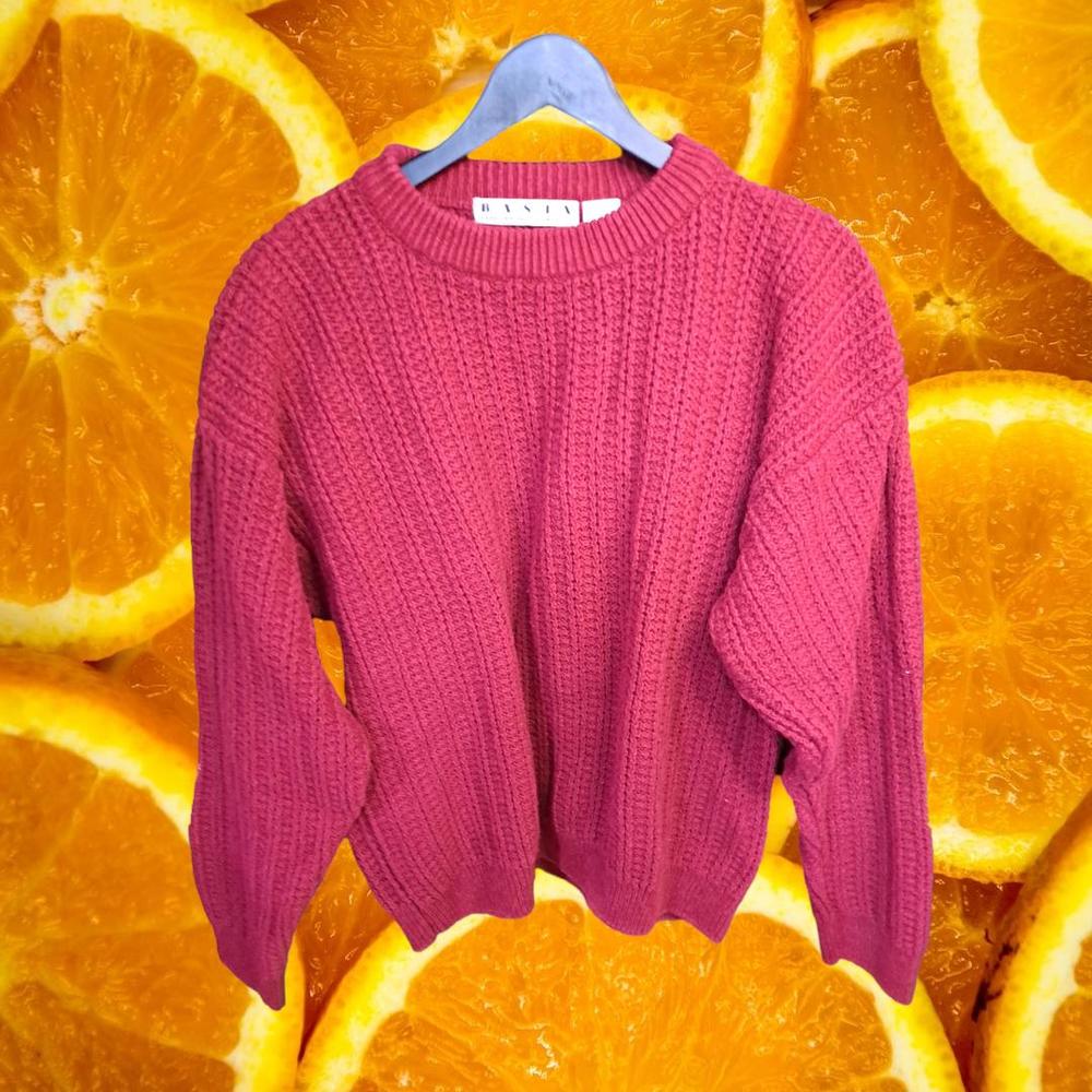 Basix Fenn Wright‎ Manson Red Knit Sweater Size Medium